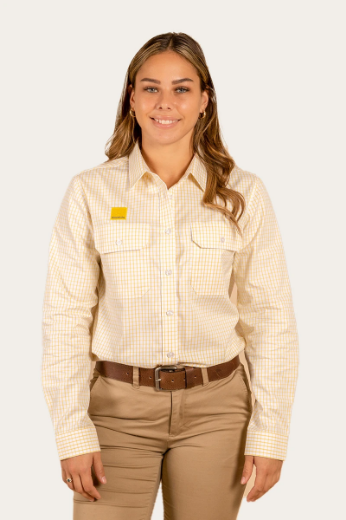 Picture of Ray White Womens Dress Shirt - Yellow Check