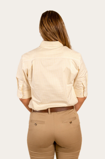 Picture of Ray White Womens 1/2 Sleeve Dress shirt - Yellow Check