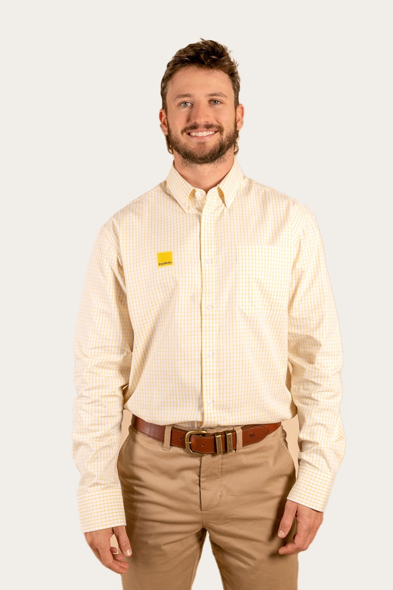 Picture of Ray White Mens Heritage Dress Shirt - Yellow Check - 7XL